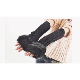 Dámské Dlouhé rukavice bez prstů s kožíškem
