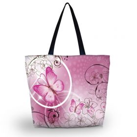 Huado nákupní a plážová taška - Růžový motýl