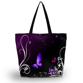 Huado nákupní a plážová taška - Purpuroví motýlci