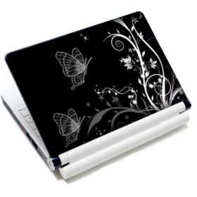 Huado fólie na notebook 12"-15,6" Černobílý motýlci 