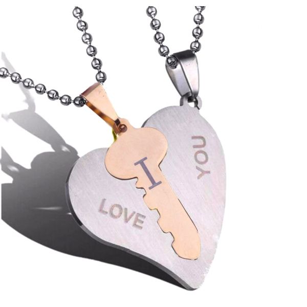 Ocelové přívěsky pro pár Srdce s klíčem Impress Jewelry F1471DE