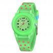 Prema dívčí silikonové hodinky Polka Dots Zelené
