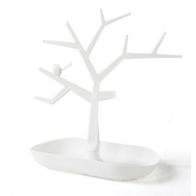 Strom na šperky s ptáčkem Bílý