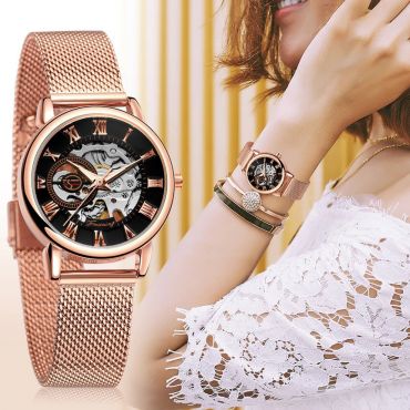 FORSINING dámské mechanické hodinky FSL8099M4G4 Růžové zlato