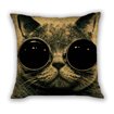 Huado dekorační povlak na polštář 45x45 Kočka s brýlemi