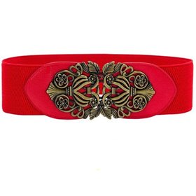 Dámský elastický pásek s přezkou Vintage Červený
