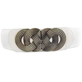 Dámský elastický splétaný pásek Bronz Bílý