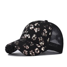 Dámská bavlněná kšiltovka na culík Levhart Černý-zlatý